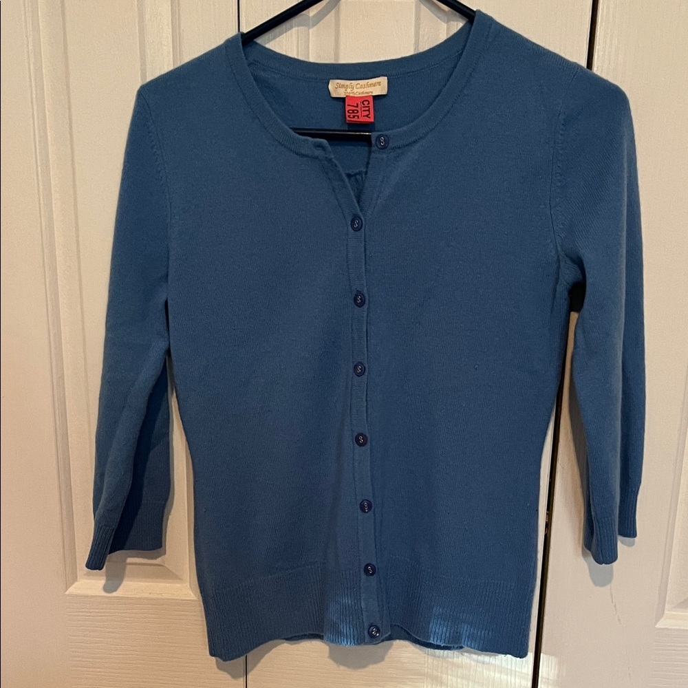 Blue Button-Up cashmere Cardigan
